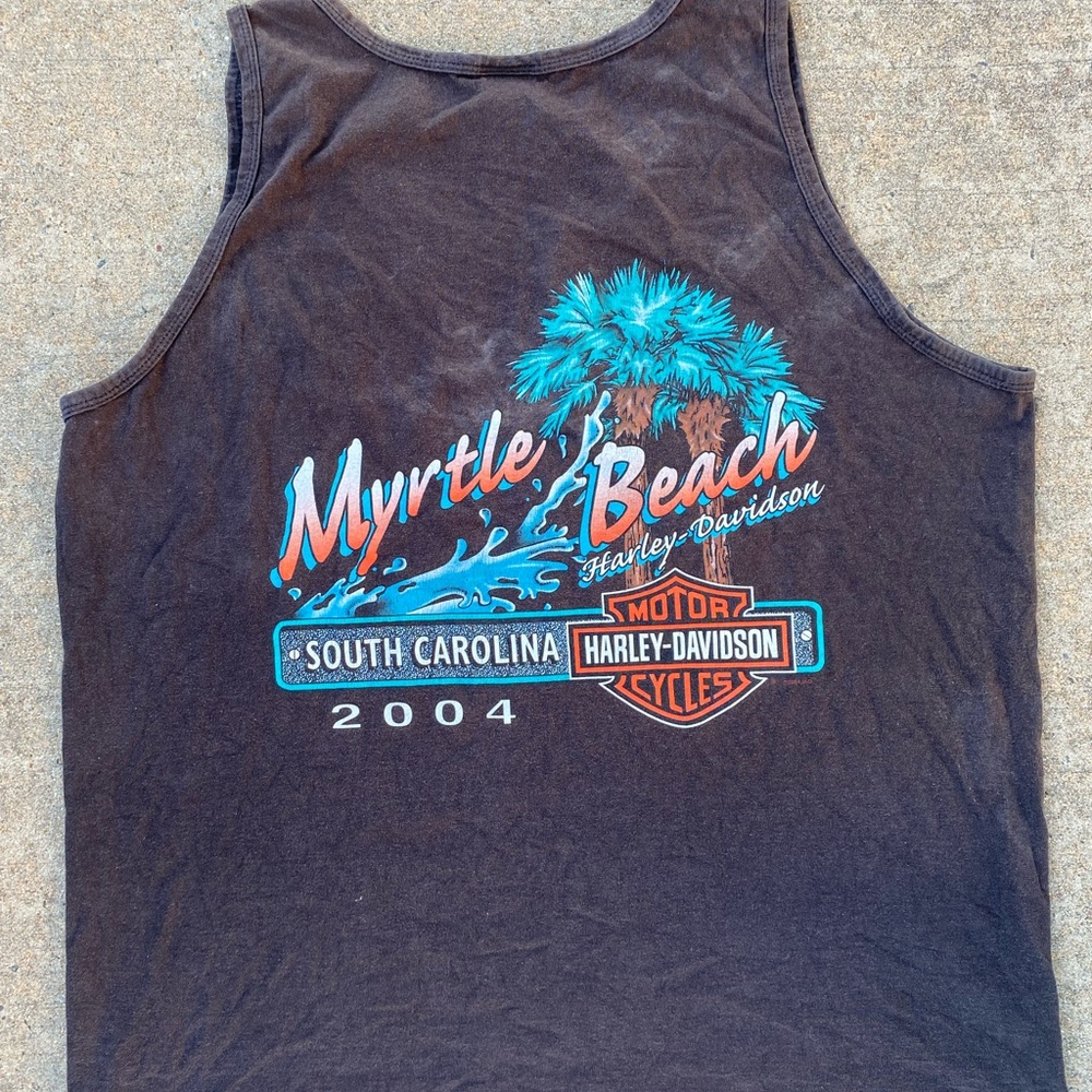 🏍️🔥 VTG 90s Harley Davidson Tank SZ XL Black Myrtle Beach South Carolina Eagle